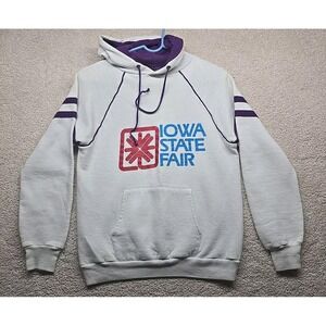 Vintage Iowa State Fair Sweatshirt Hoodie Jerzees Medium cotton white/purple‎
